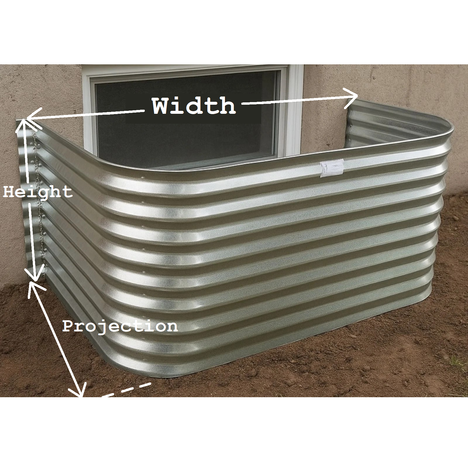 48" W, 22" P, 12" H Galvanized Steel Window Well - Image 2